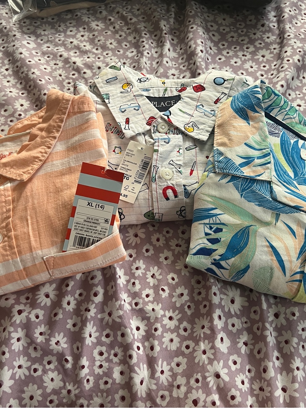 The Children's Place White Novelty Print Button-Down Shirt with Multicolor Icons